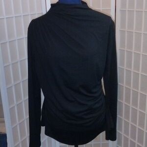 Elegant Mock Neck Black Women's Top